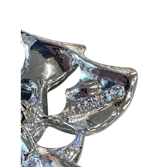 Vintage Gerry's Silver Tone Christmas Tree Pin Brooch Blue Green Rhinestones - Picture 4 of 4